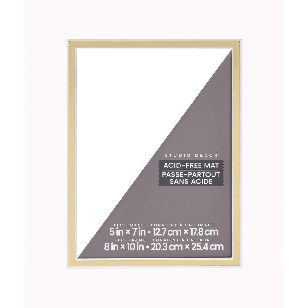 8" x 10" White & Gold Double Mat, 5" x 7" Opening Size by Studio Décor®